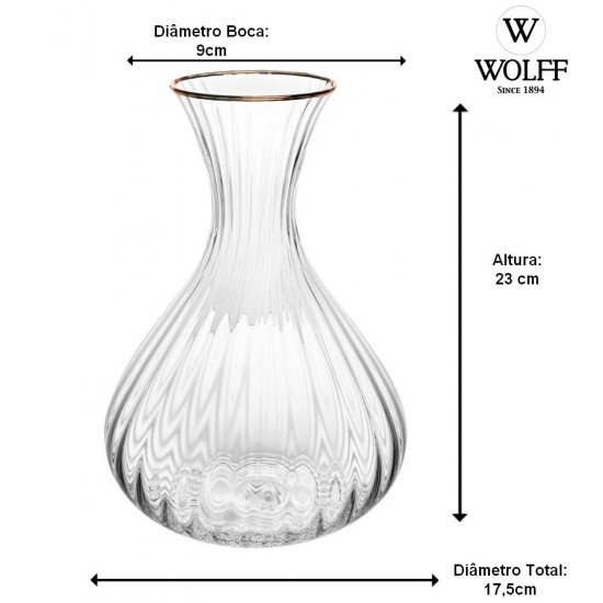 Decanter 1,5L de Cristal Ecológico com Fio de Ouro Optic 